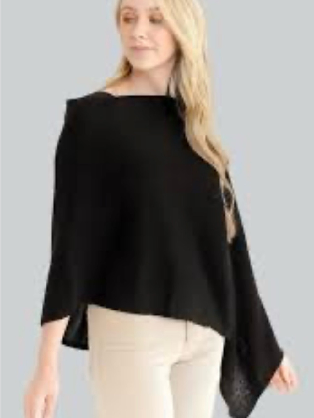 Alashan 100% Cashmere Draped Dress Topper Poncho in Black NWT
